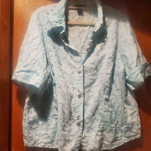 Light Blue Marianne Short Sleeved Button-Down Shirt Size 2X
